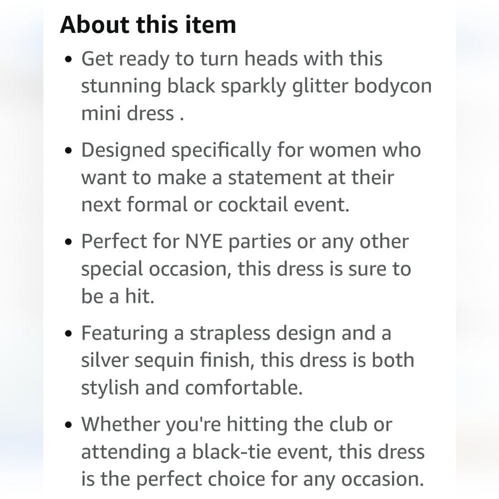 Sxidecgqi Silver /black sparkle bodycon mini Dress sz med sexy nwt - Picture 5 of 8